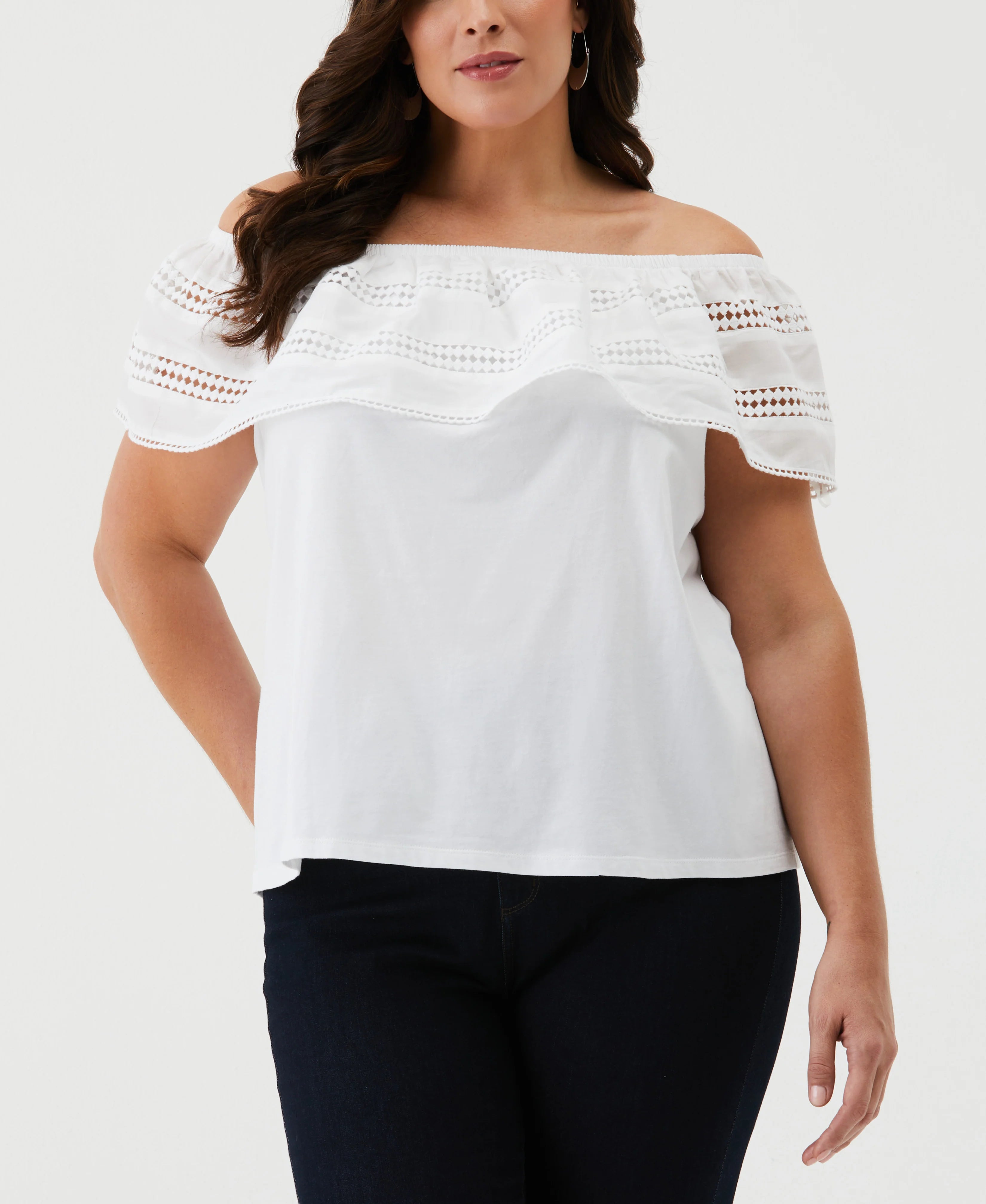 Embroidered Off The Shoulder Top