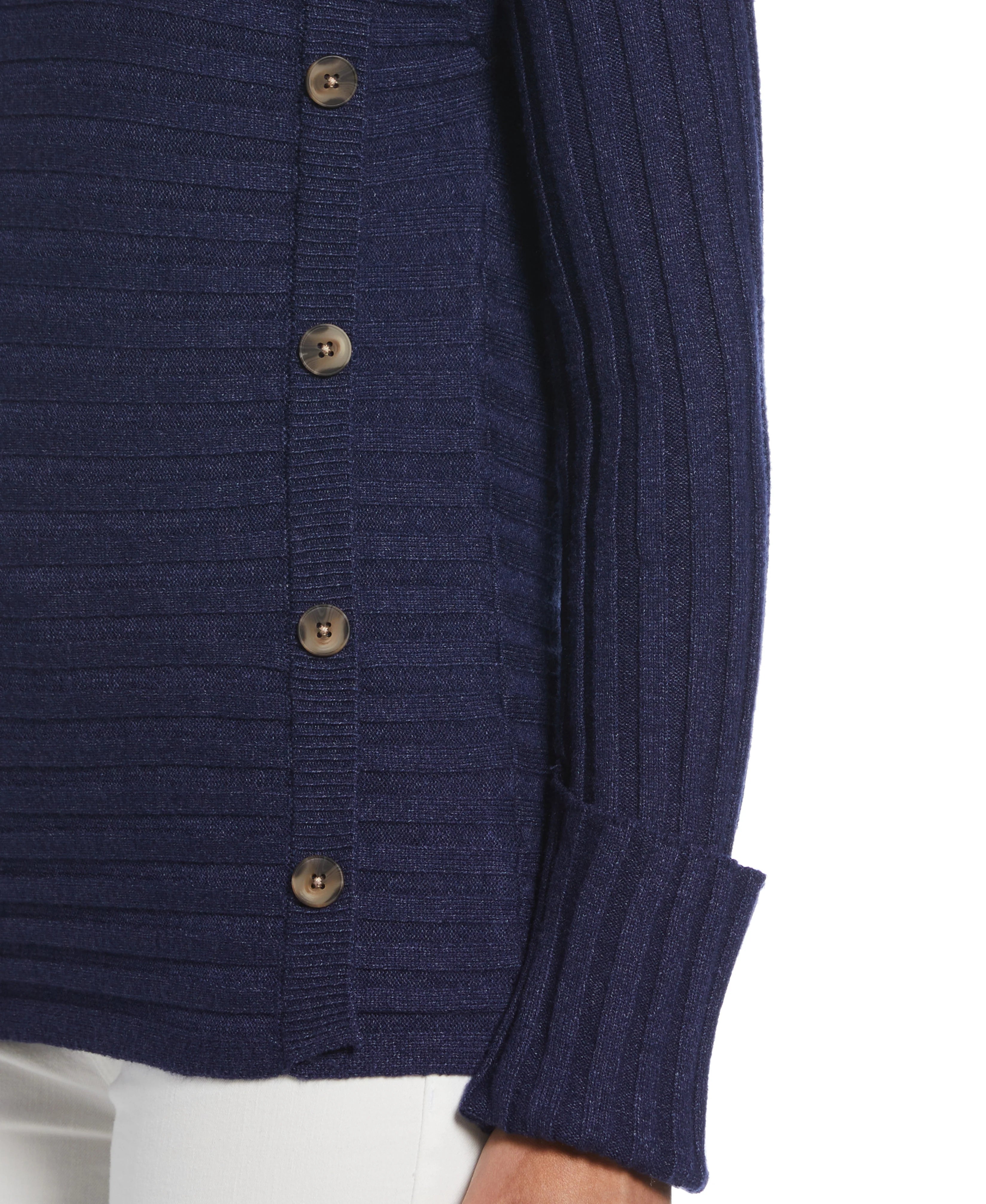 Petite Ribbed Sweater with Button Detail