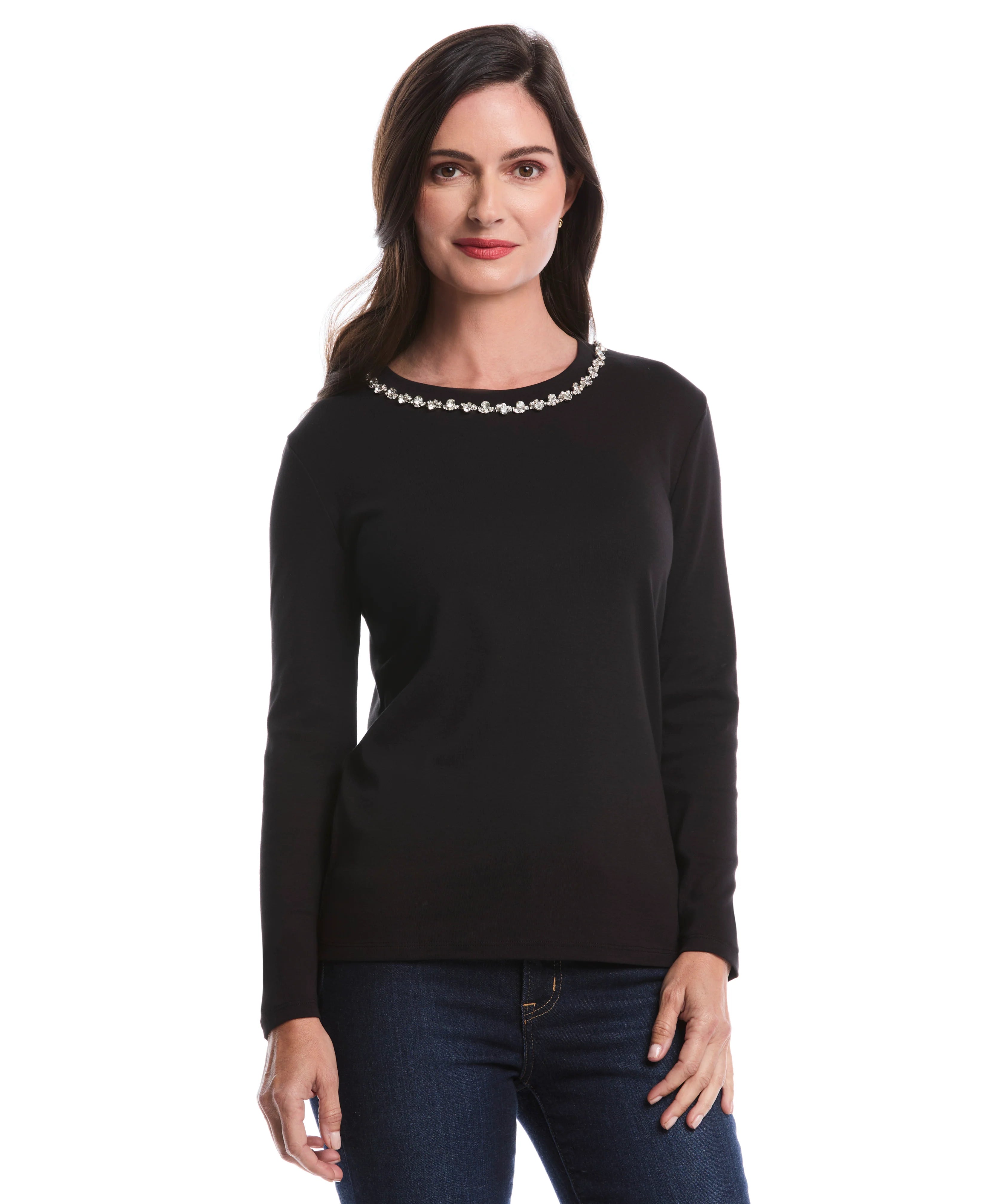 Embellished Neck Top