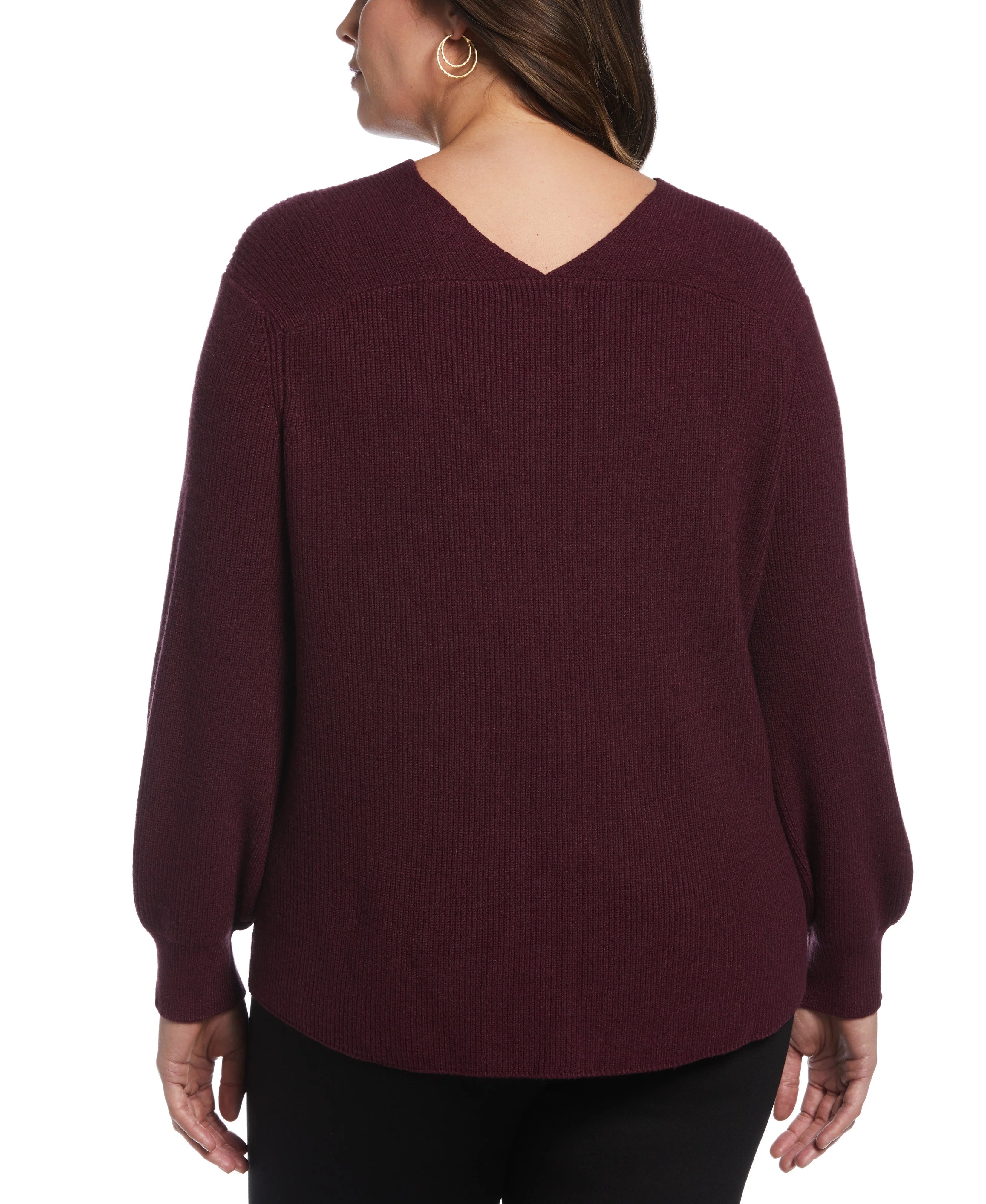 Plus Size Essential Ribbed V Neck Sweater