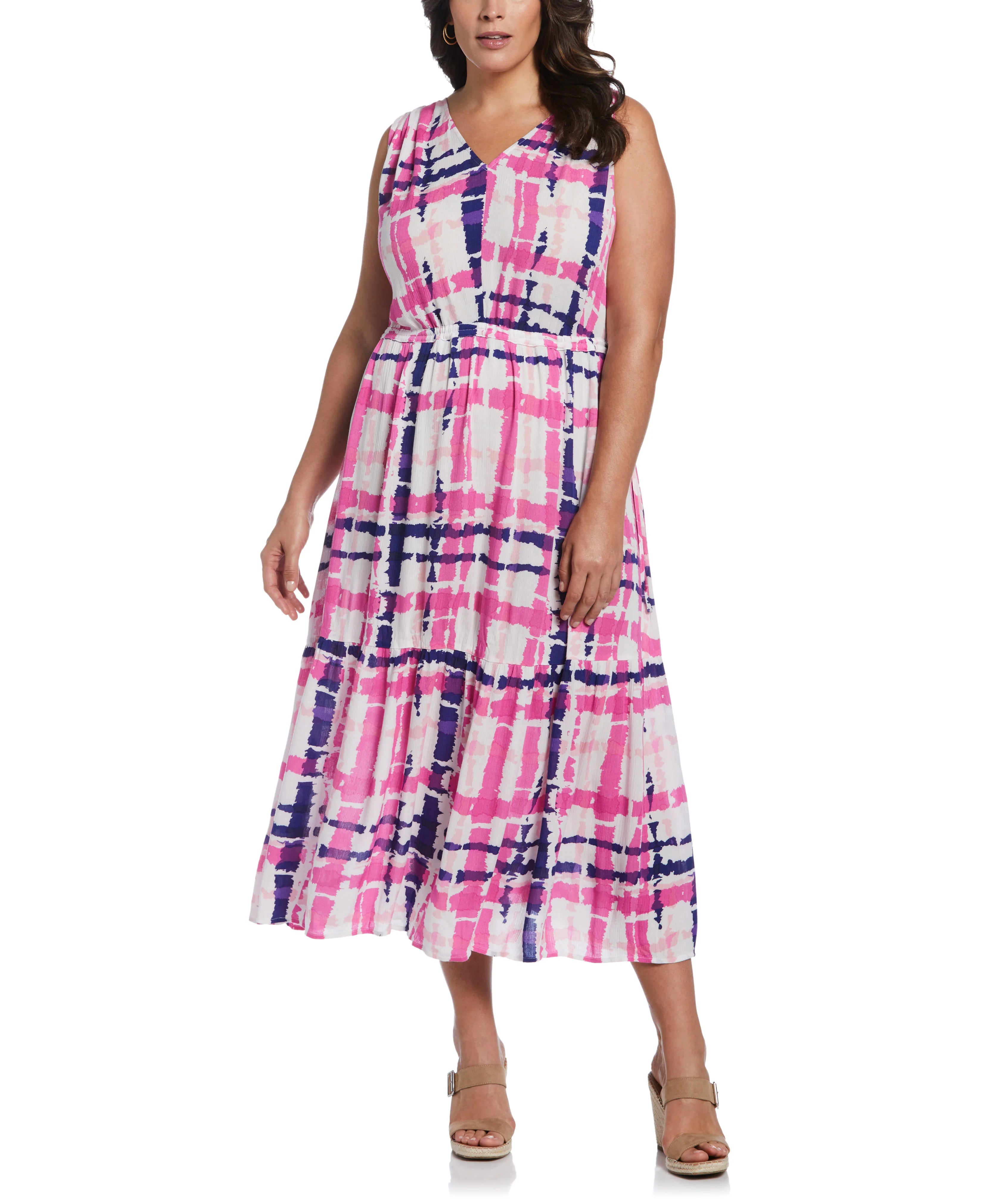 Plus Size Paisley Print V neck Maxi Dress