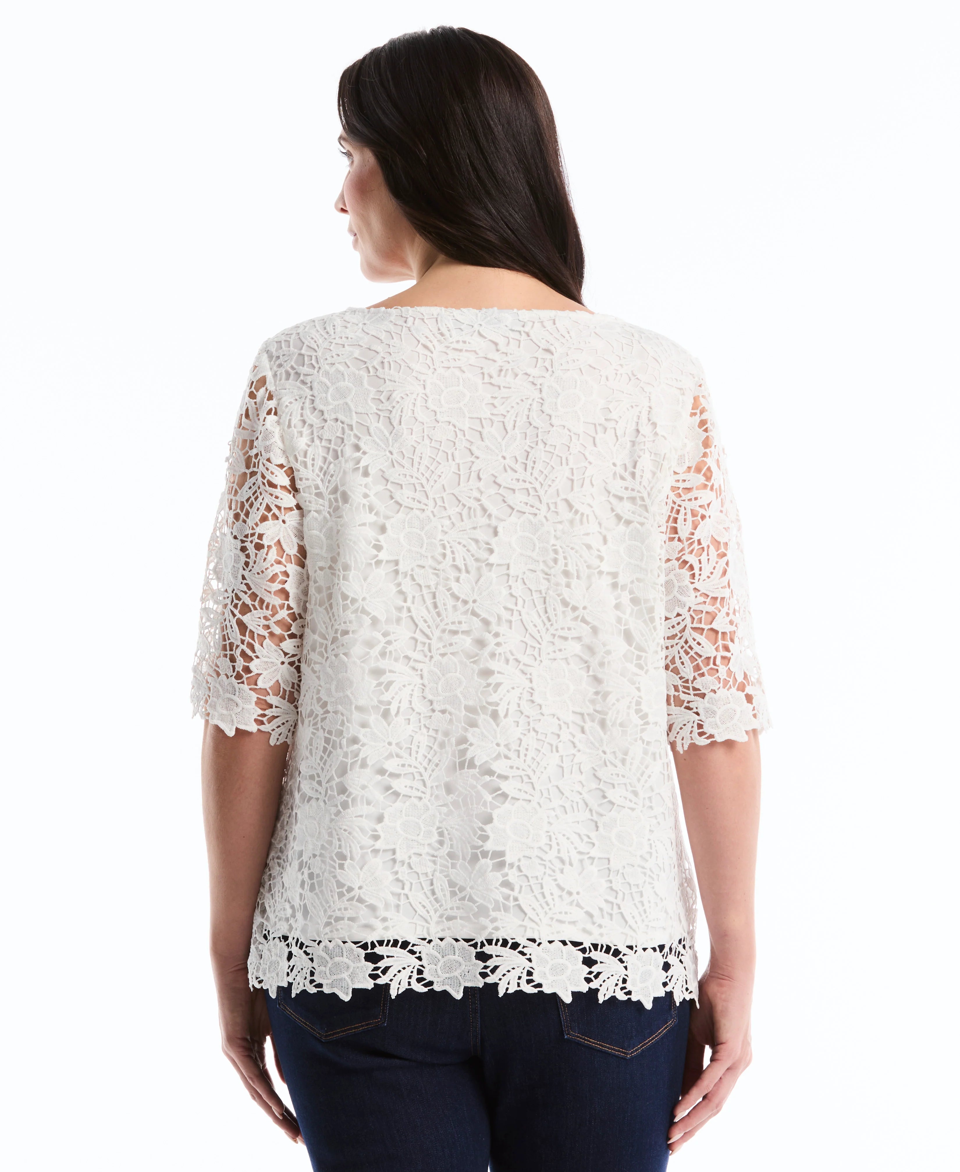 Plus Size Scalloped Lace Top