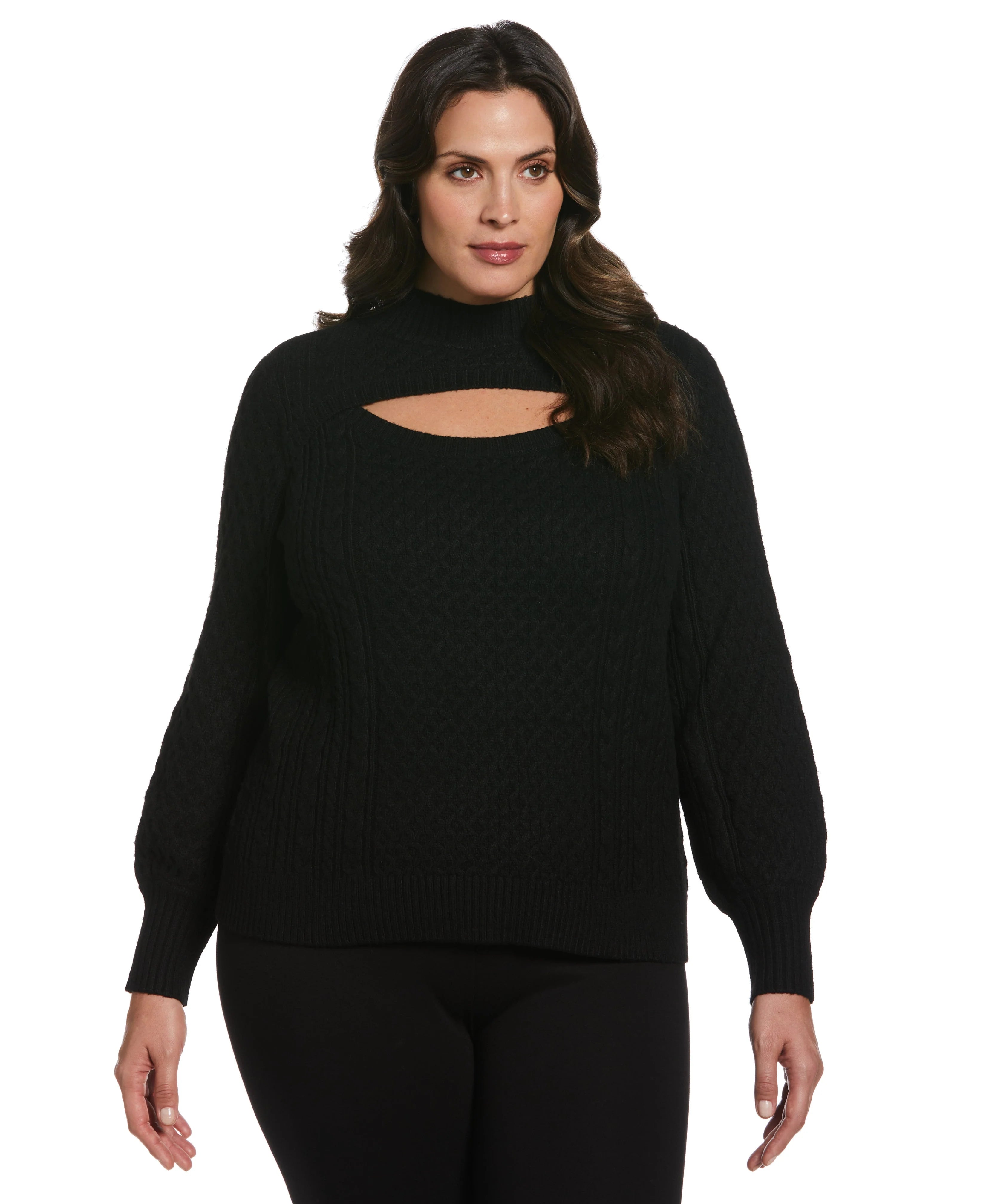 Plus Size Cut Out Cable Knit Sweater