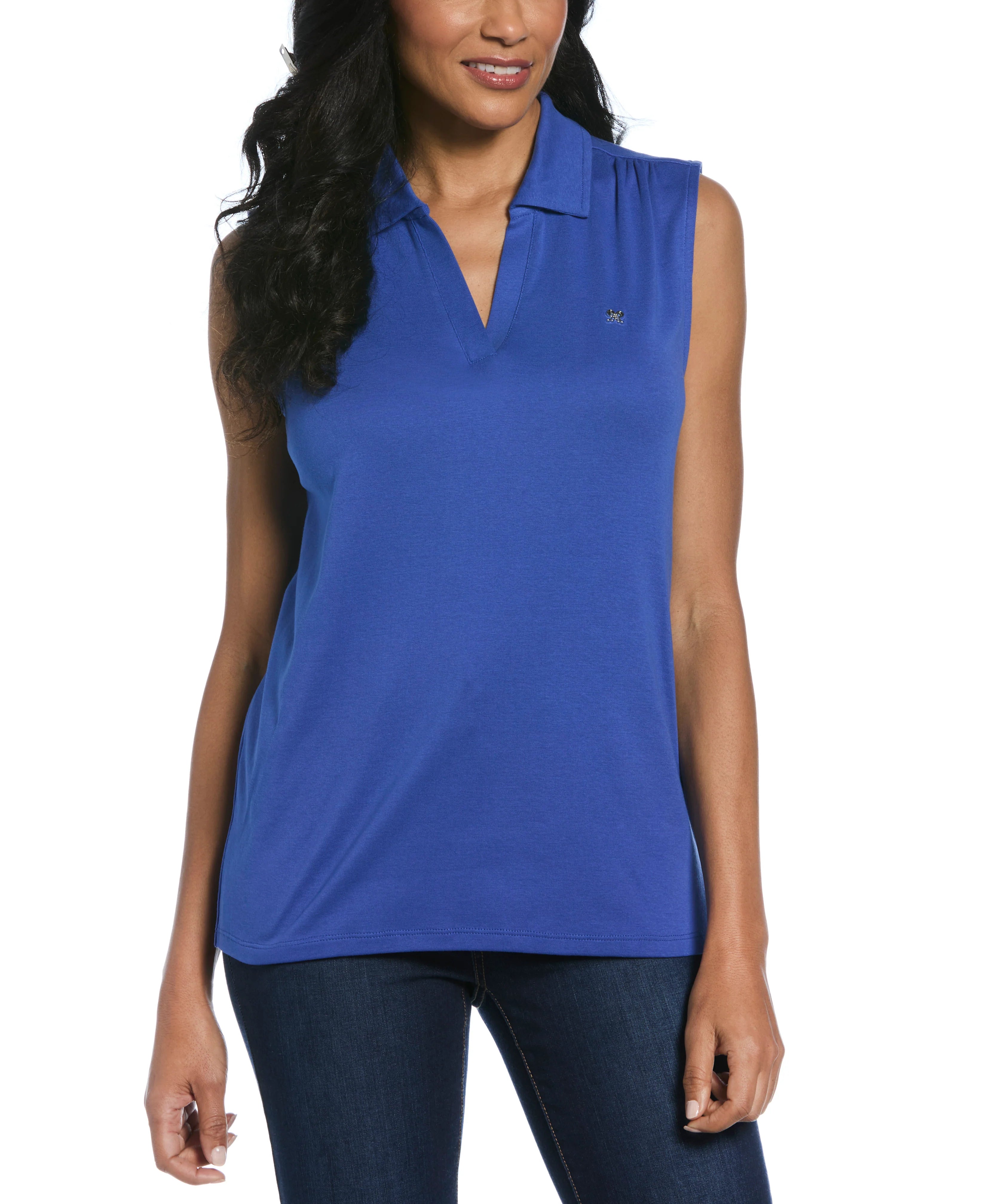 Ribbed V Neck Polo
