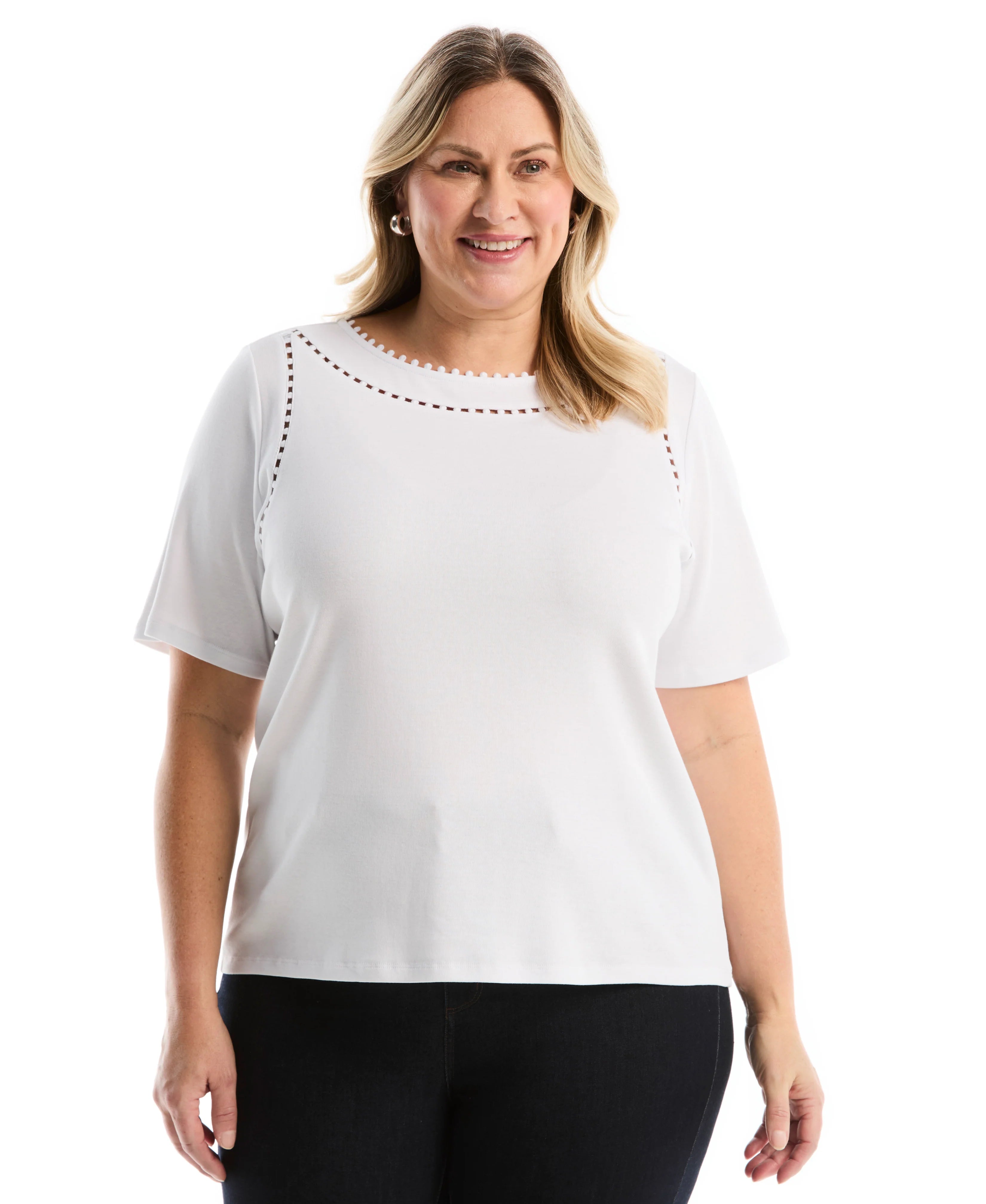 Plus Size Pom Trim Detail Top