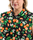 Plus Size Orange Print Ruffle Trim Polo