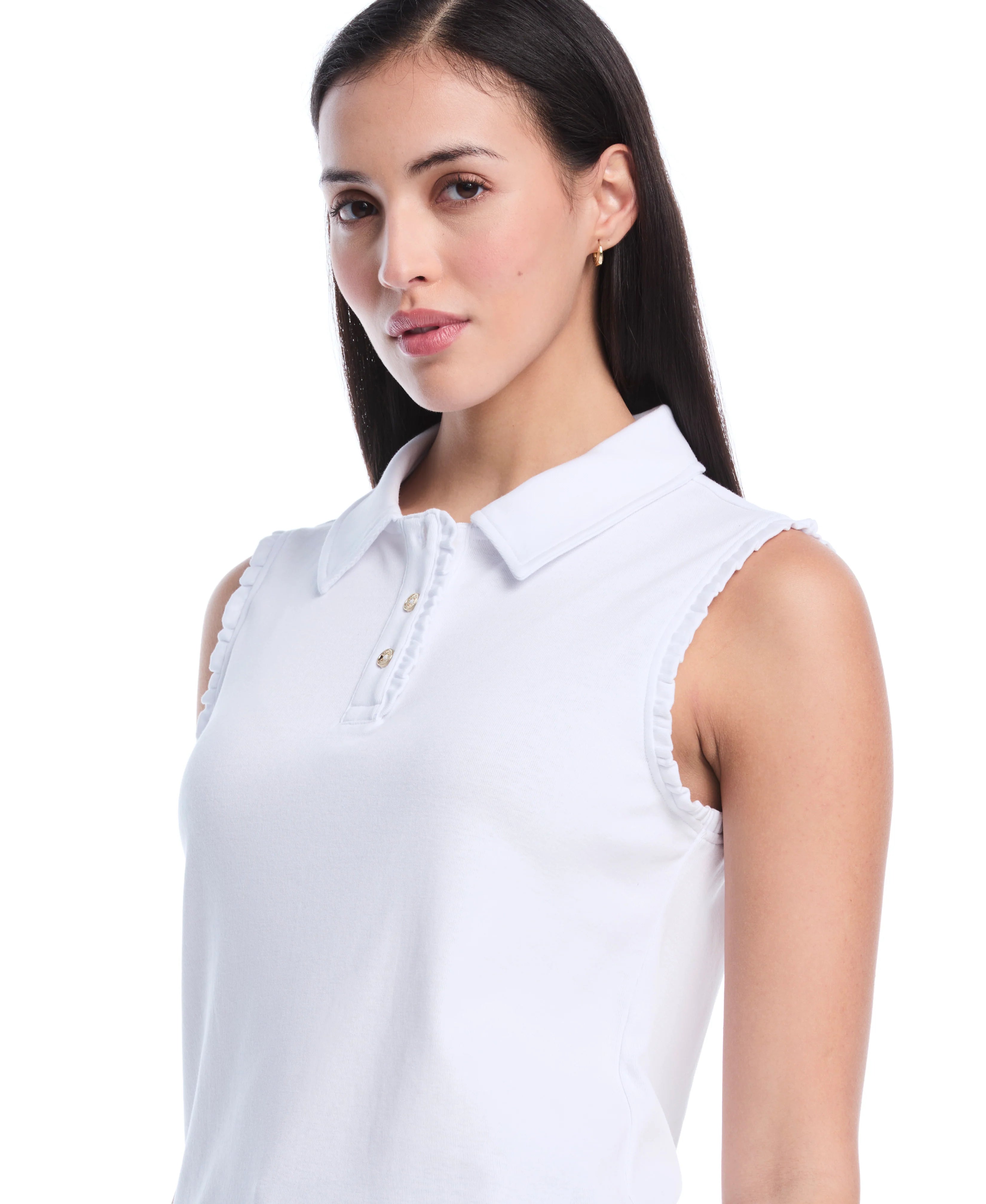 Petite Ruffle Trim Polo
