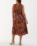 Plus Size Leaf Print Belted Dress
