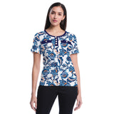 Petite Botanical Welt Pocket Button Detail Top