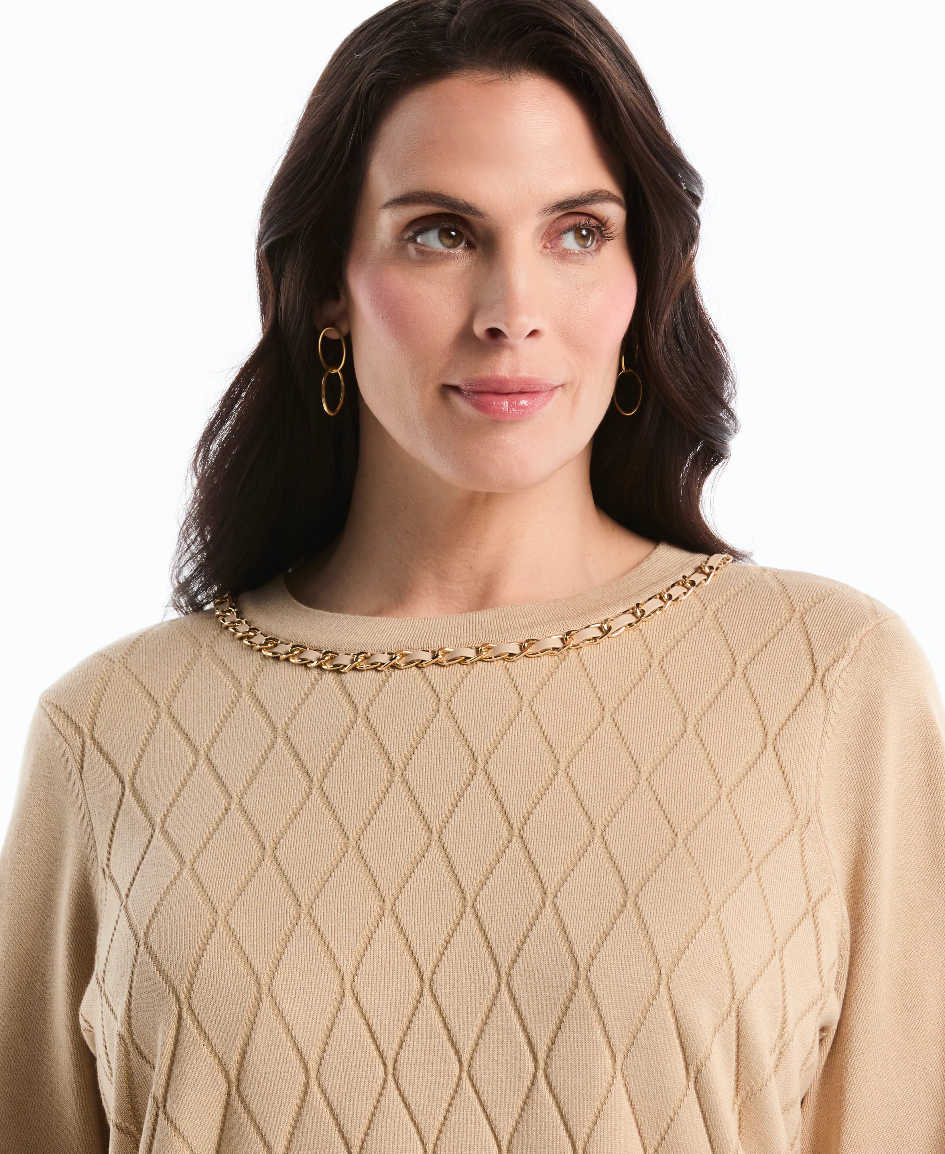 Plus Size Diamond Stitch Sweater