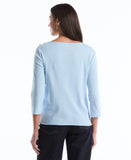 Petite Button Detail 3 4 Sleeve Top