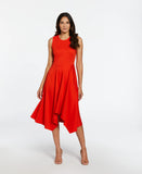 Draped Skirt Sleeveless Ponte Dress