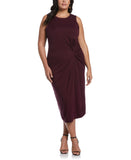 Plus Size Ponte Knit Twist Front Midi Dress