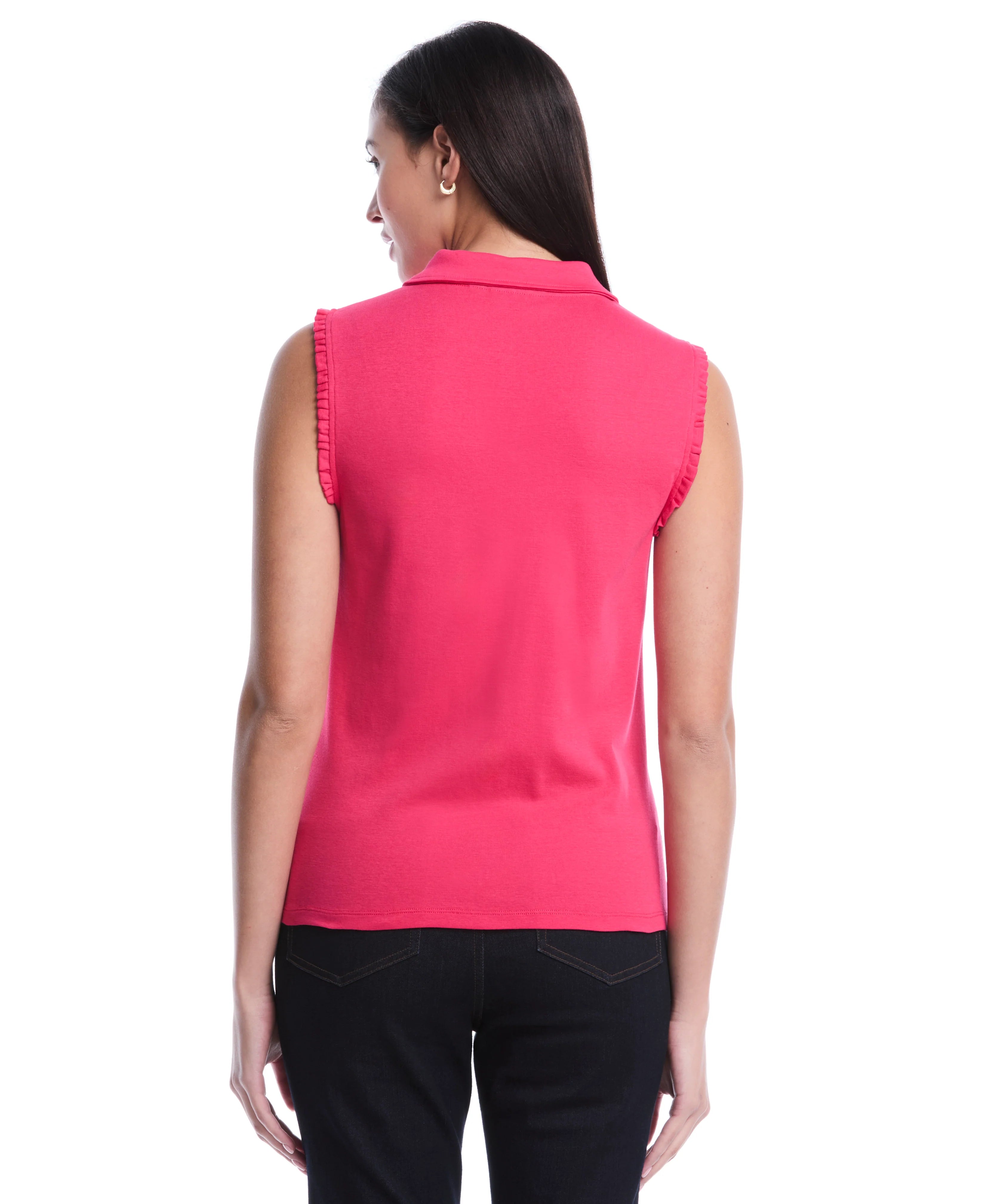 Petite Ruffle Trim Polo