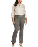 Button Detail Plaid Bootcut Pant