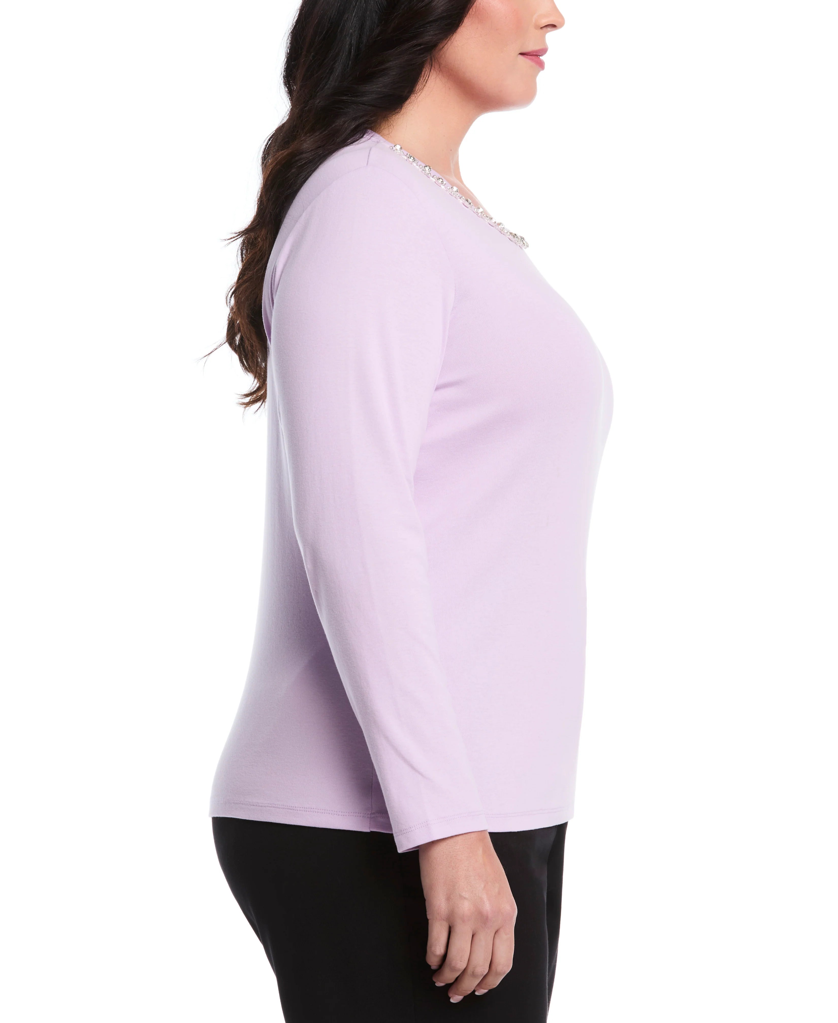 Plus Size Embellished Neck Top