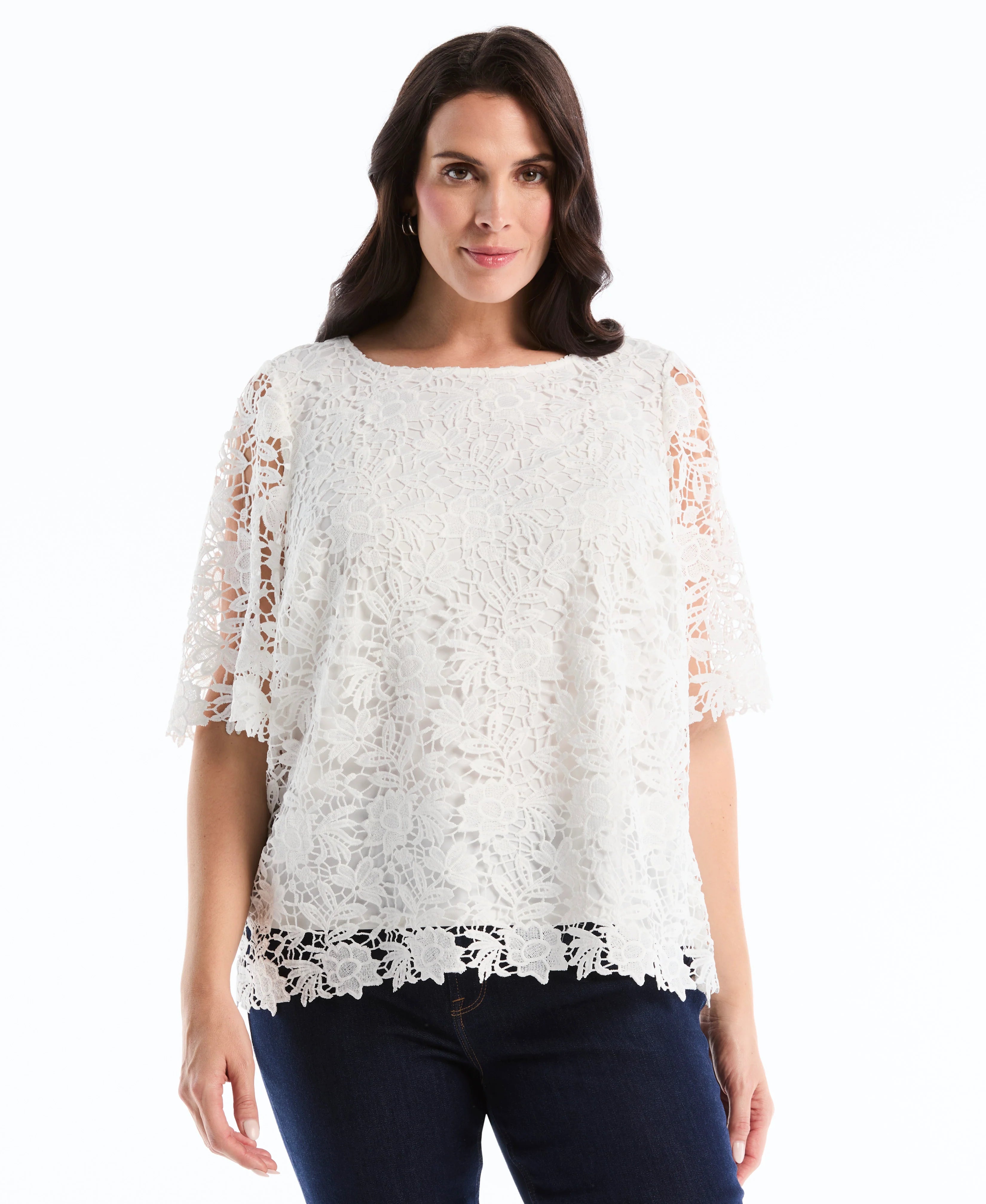 Plus Size Scalloped Lace Top