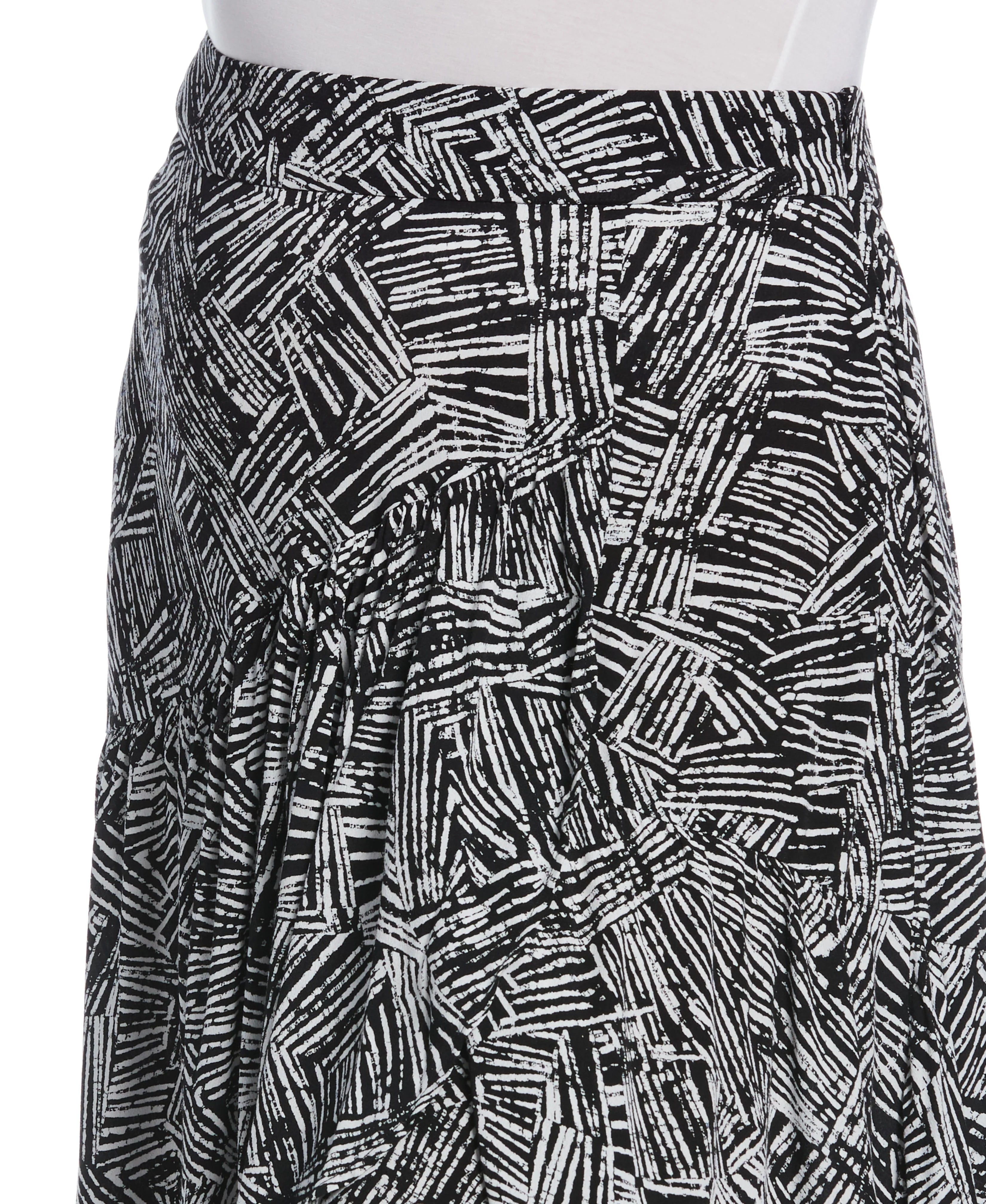 Printed Crepe Faux Wrap Skirt