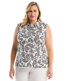 Plus Size Paisley Print Ruffle Trim Polo