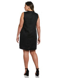 Ruffle Neck Linen Dress