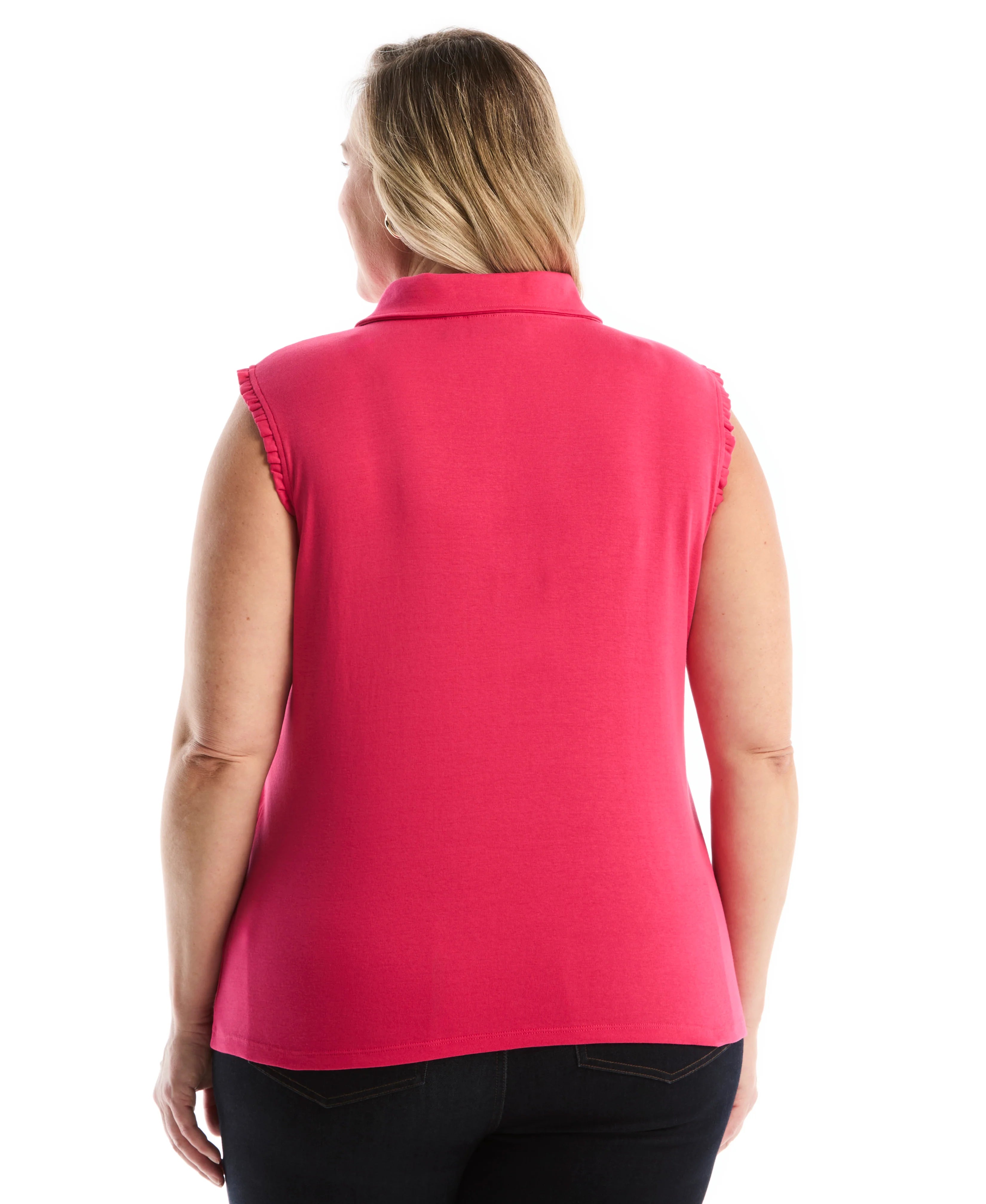 Plus Size Ruffle Trim Polo