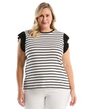 Plus Size Striped Ruffle Top