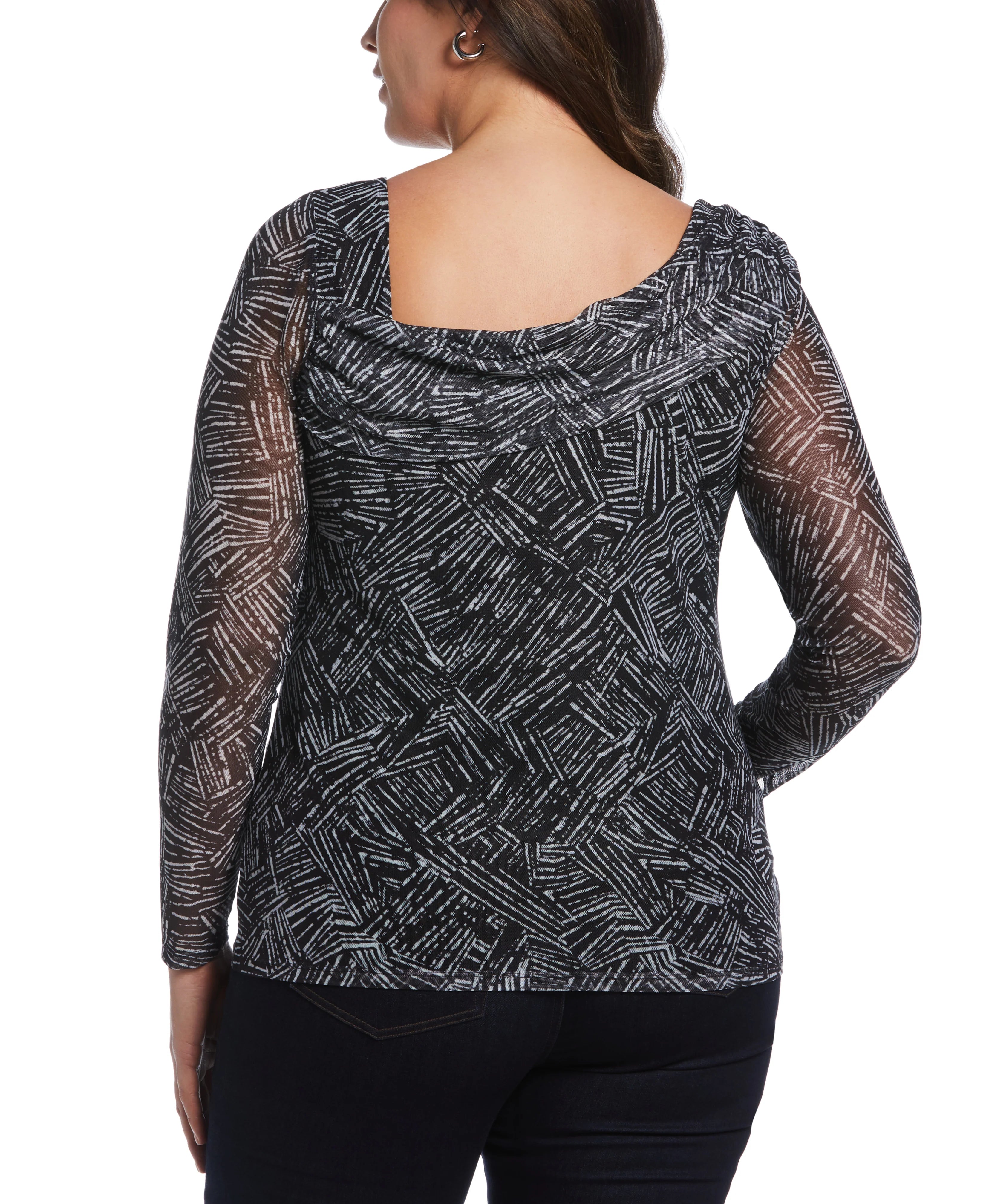 Printed Asymmetrical Mesh Top