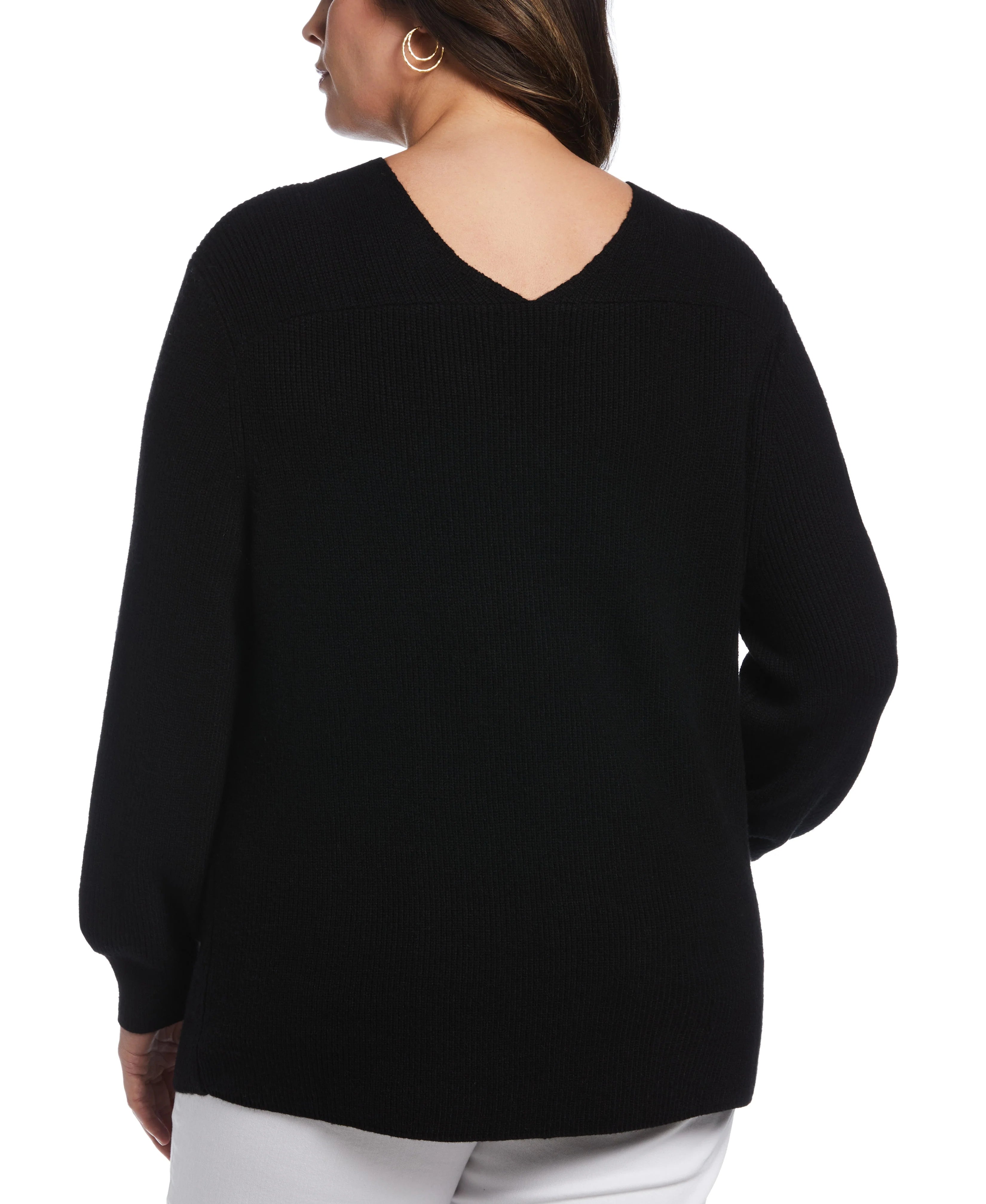 Plus Size Essential Ribbed V Neck Sweater