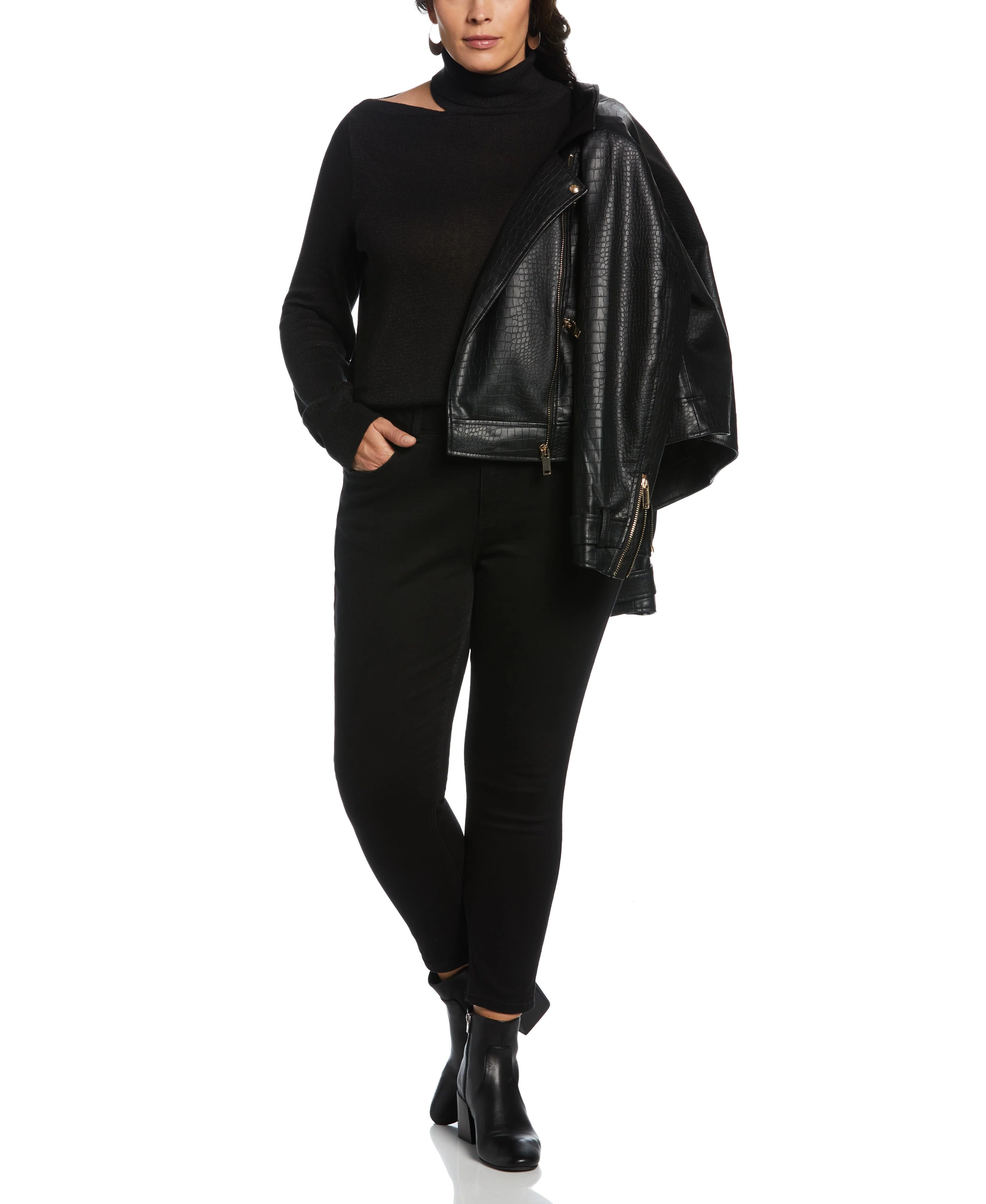 Rib Trim Cut Out Sweater