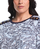 Plus Size Paisley Print Rivet Detail Sweater