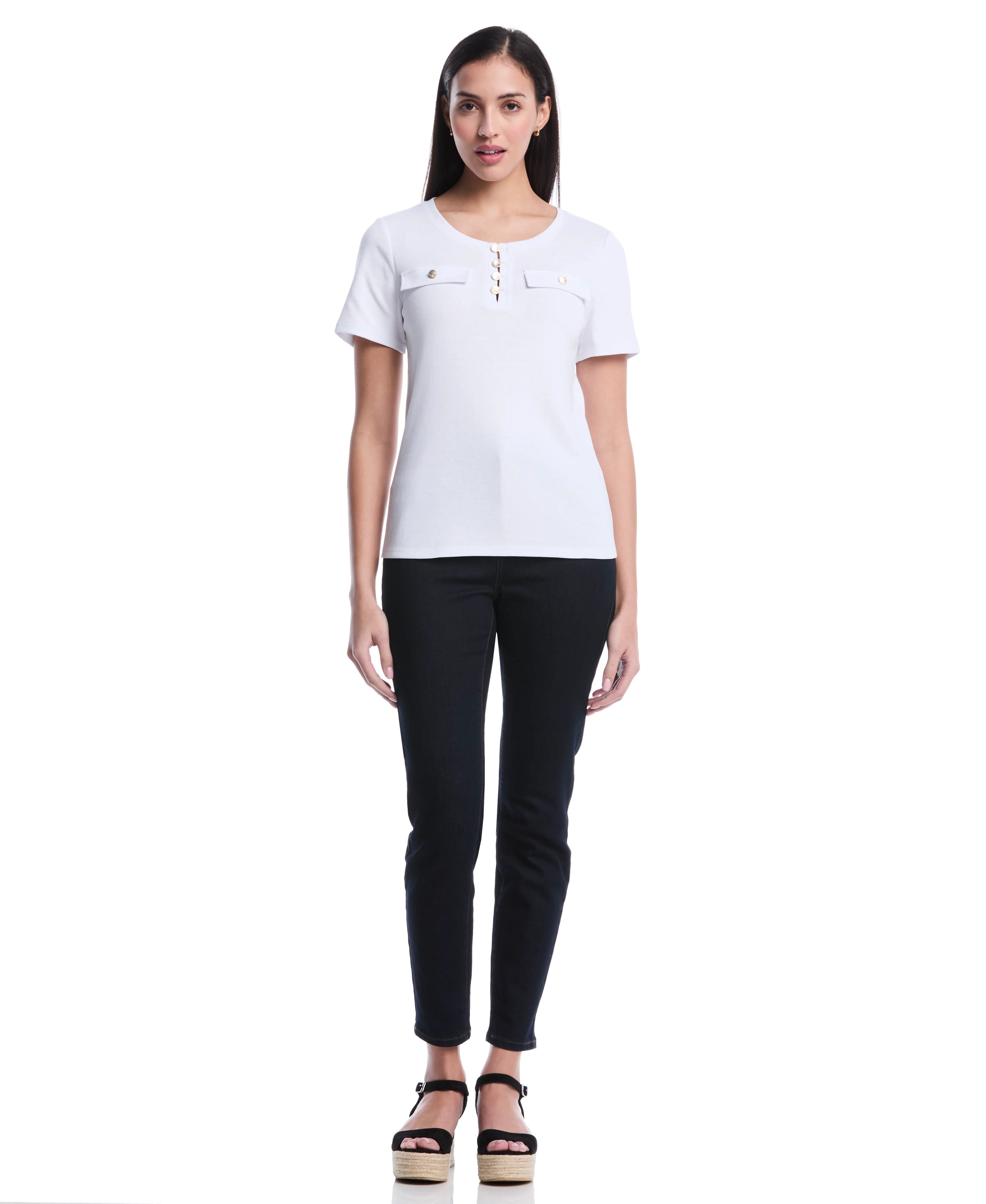 Petite Welt Pocket Button Detail Top