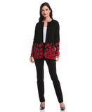 Floral Print Patch Pocket Open Cardigan