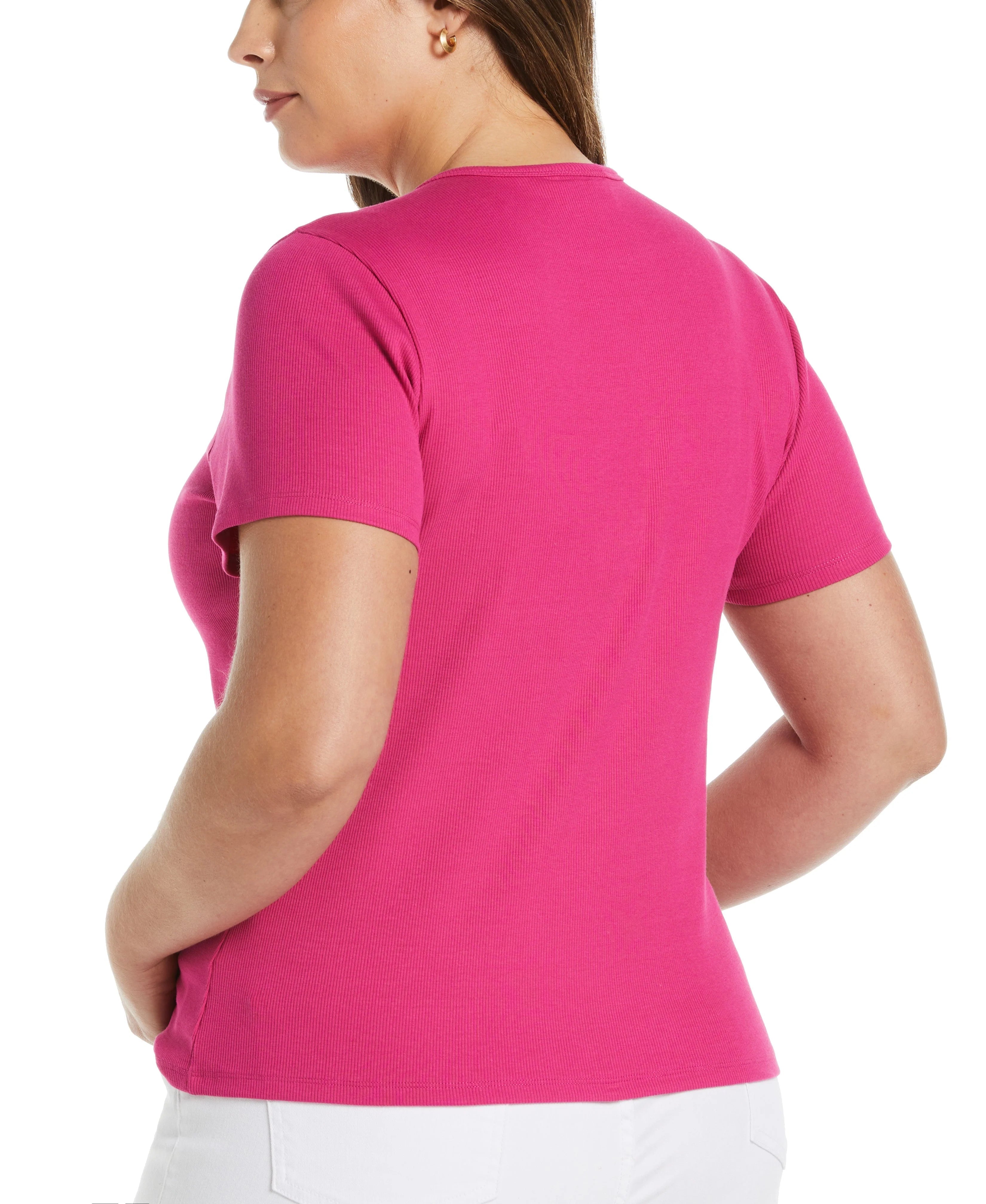 Plus Size Ribbed Crew Neck Tee