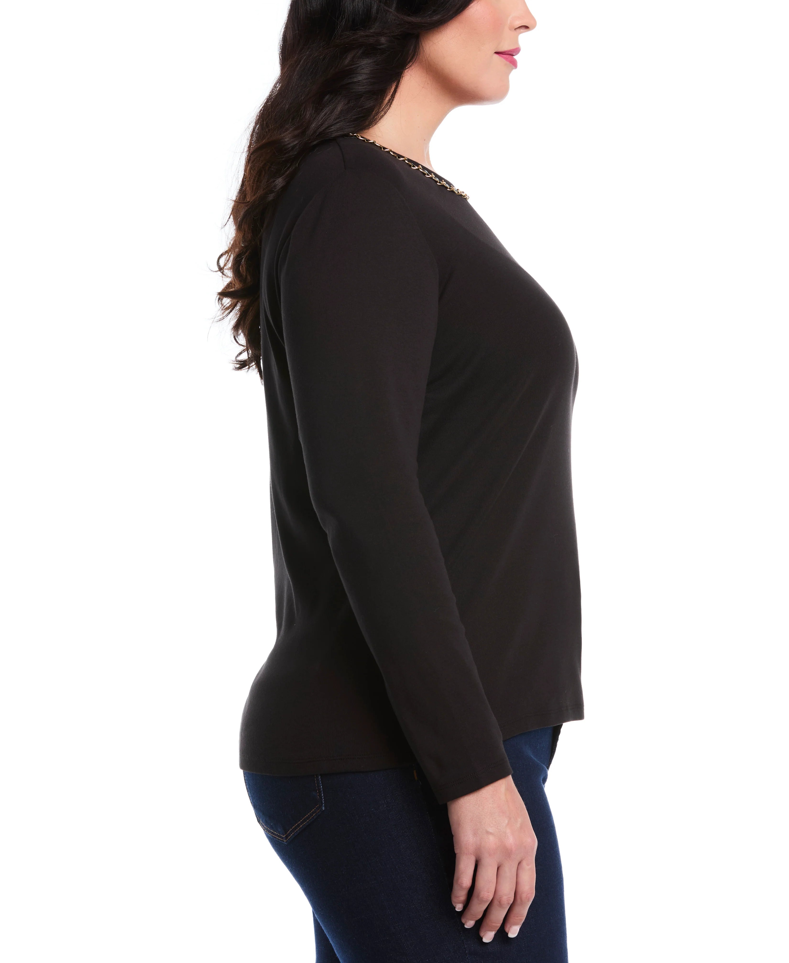 Plus Size Chain Neck Detail Top