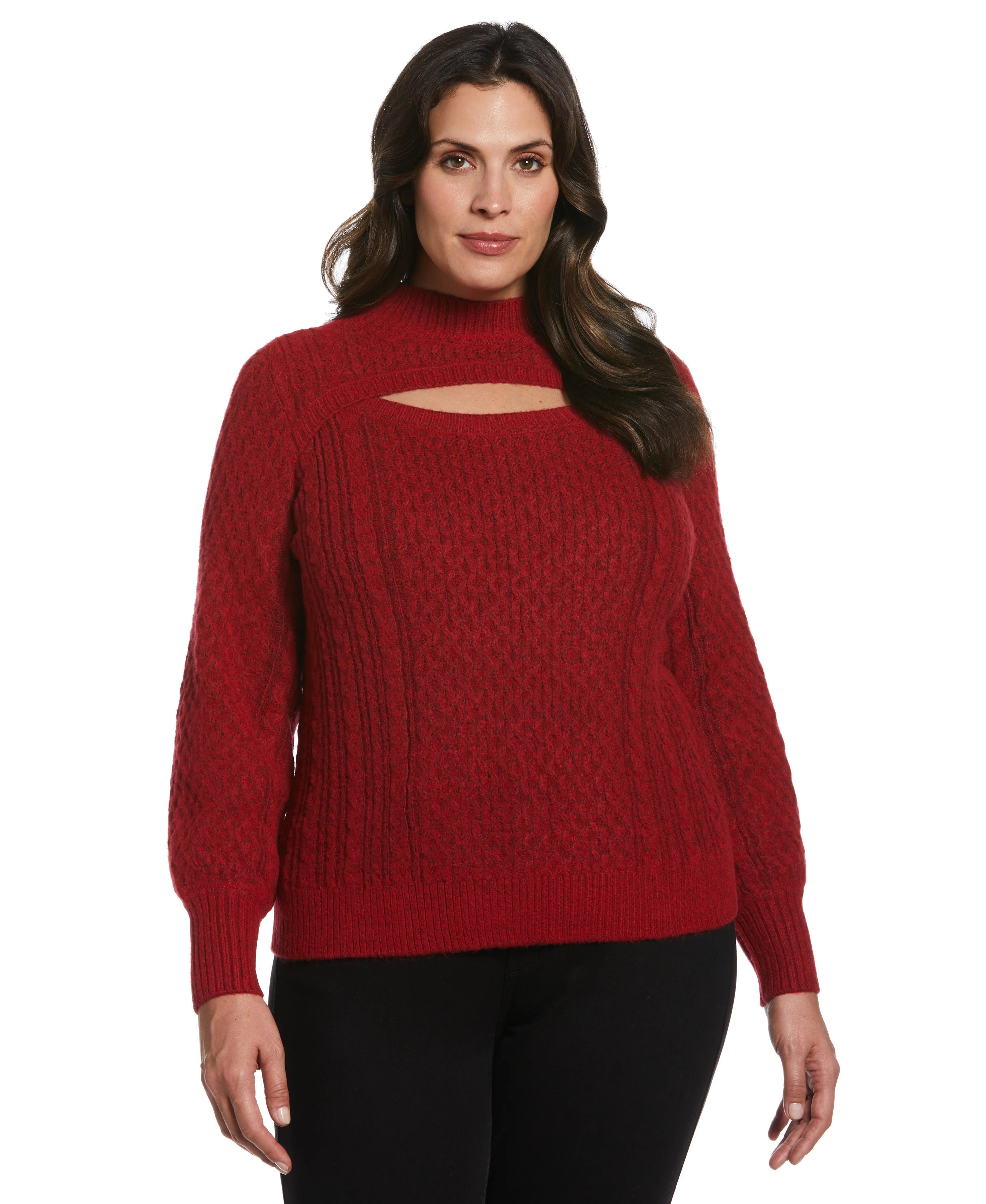 Plus Size Cut Out Cable Knit Sweater
