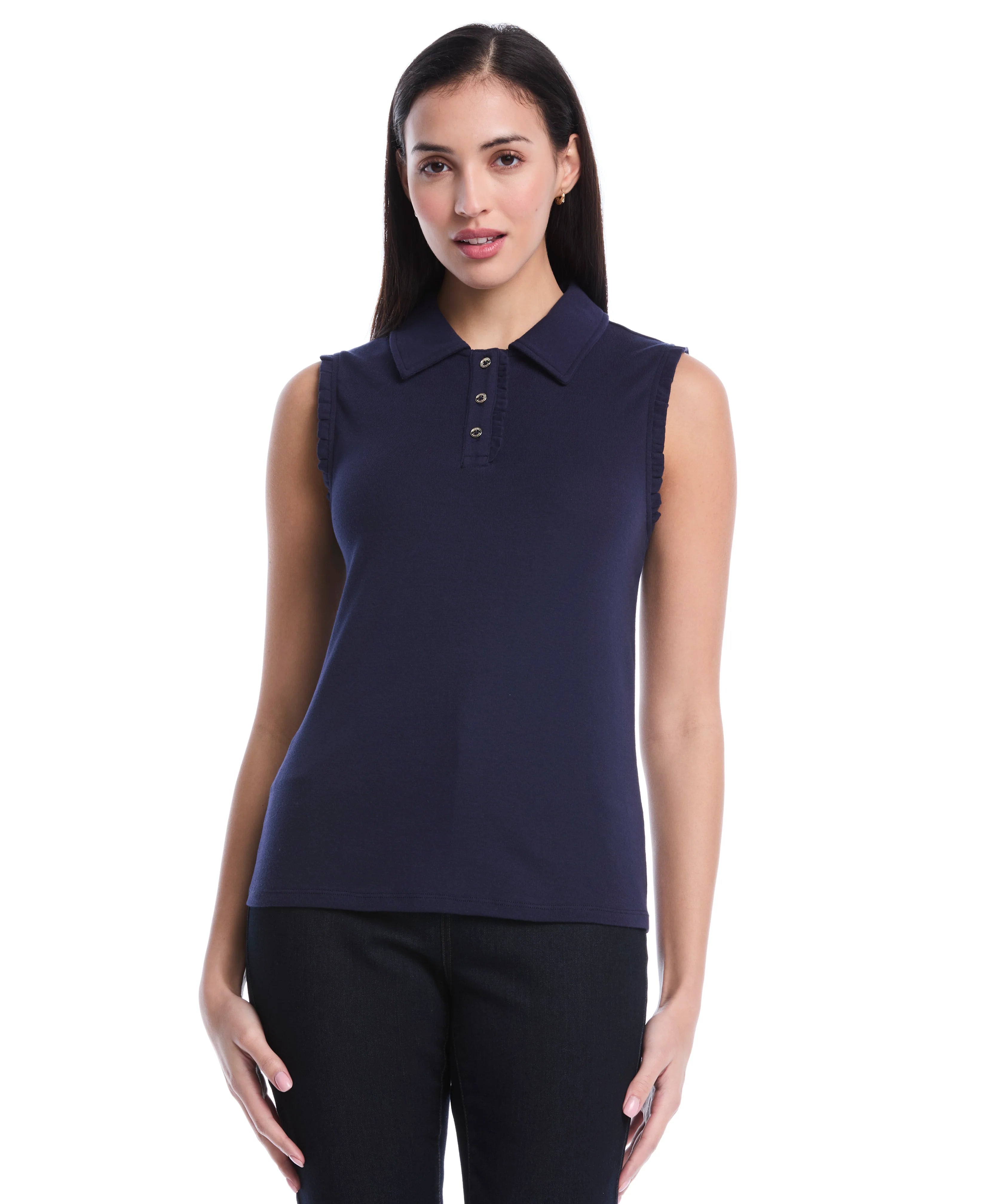 Petite Ruffle Trim Polo