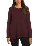 Ribbed Asymmetrical Fringe Hem Top