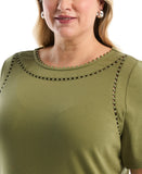 Plus Size Pom Trim Detail Top