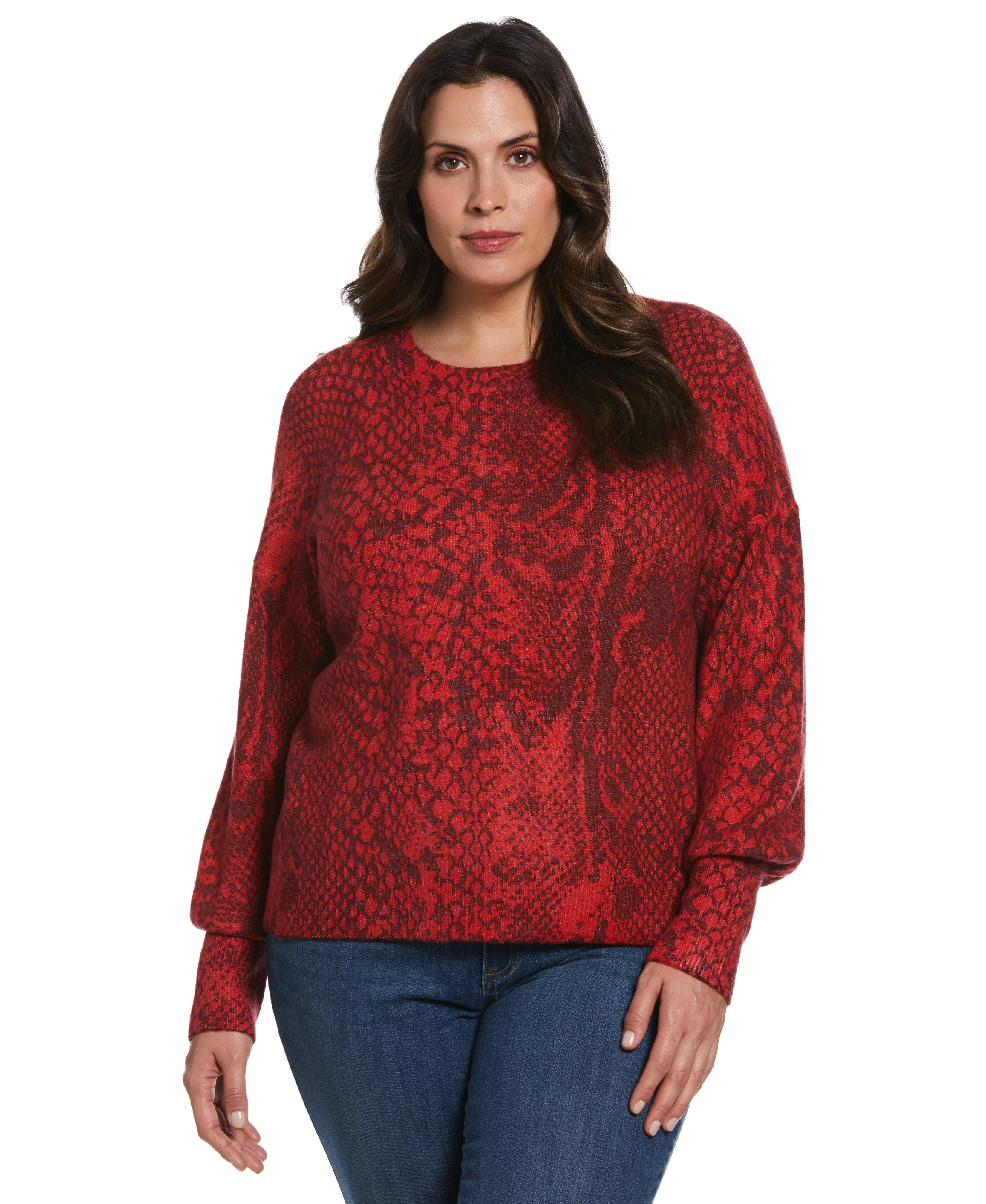 Plus Size Slouchy Printed Sweater