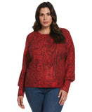 Plus Size Slouchy Printed Sweater