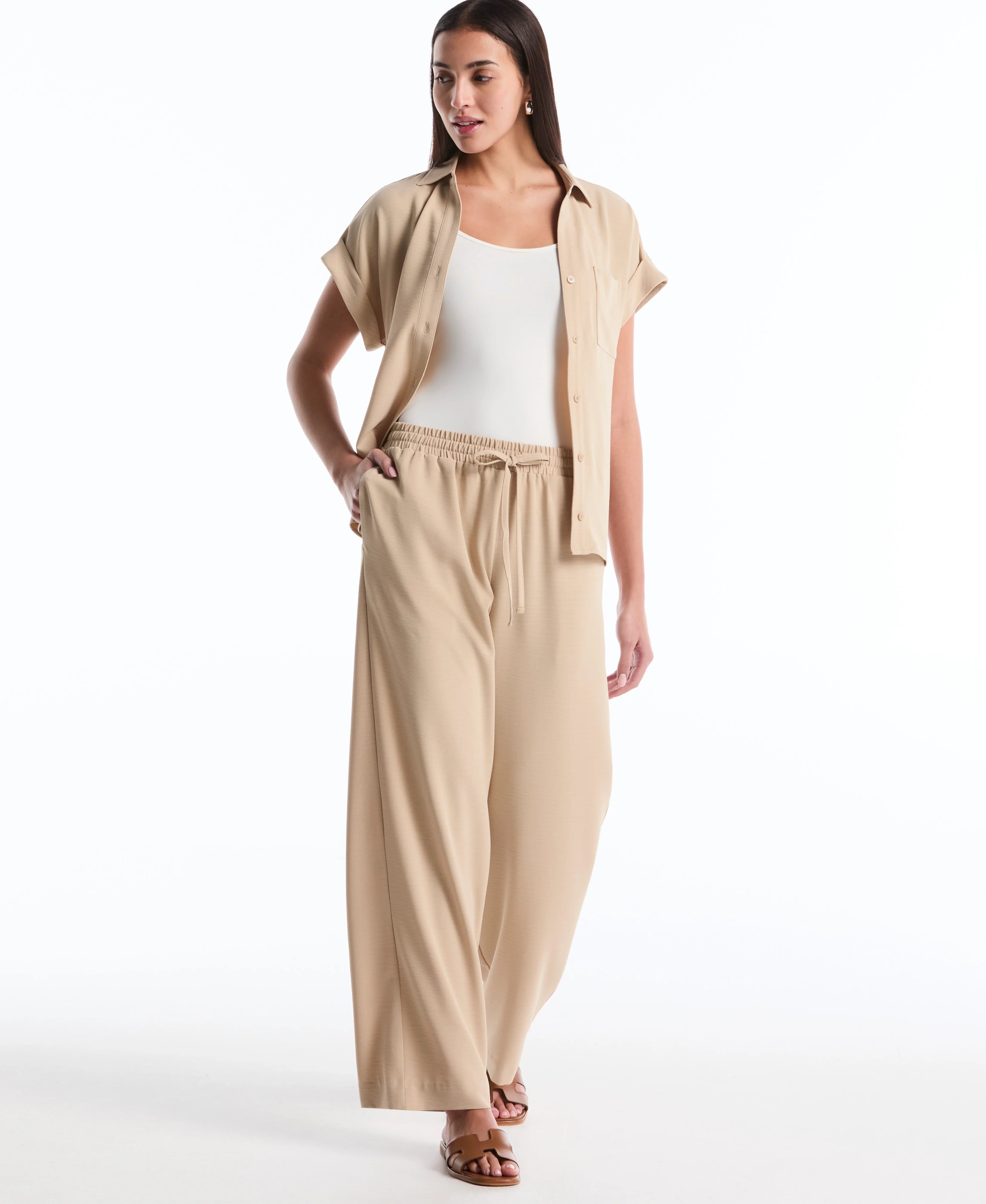 Drawstring Wide Leg Pant