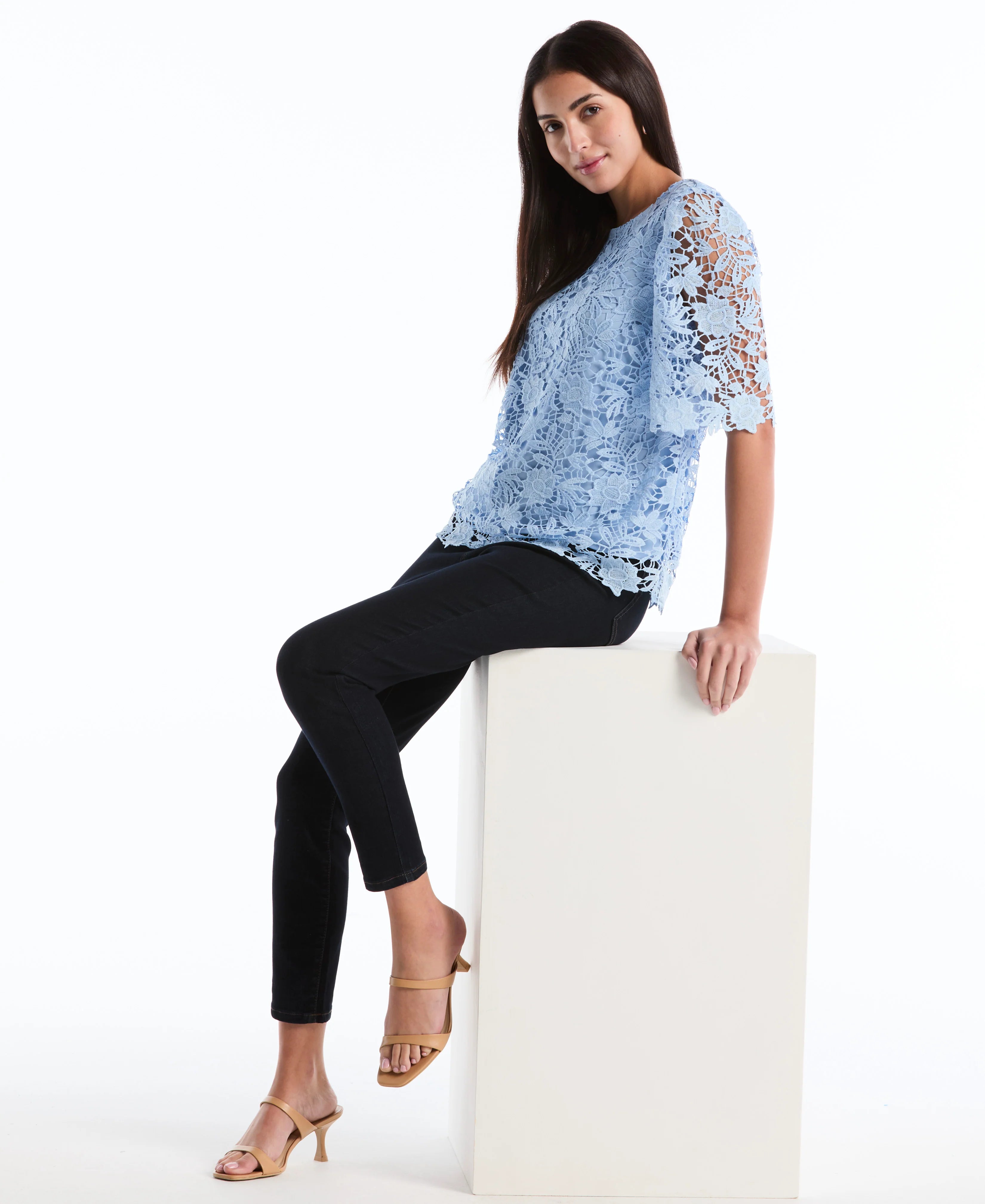 Petite Scalloped Lace Top